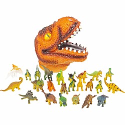 24 Pc Dinosaur Set With T-rex Head Case