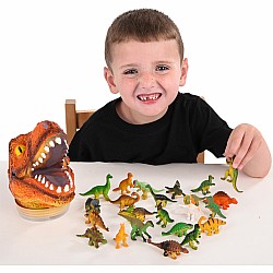 24 Pc Dinosaur Set With T-rex Head Case