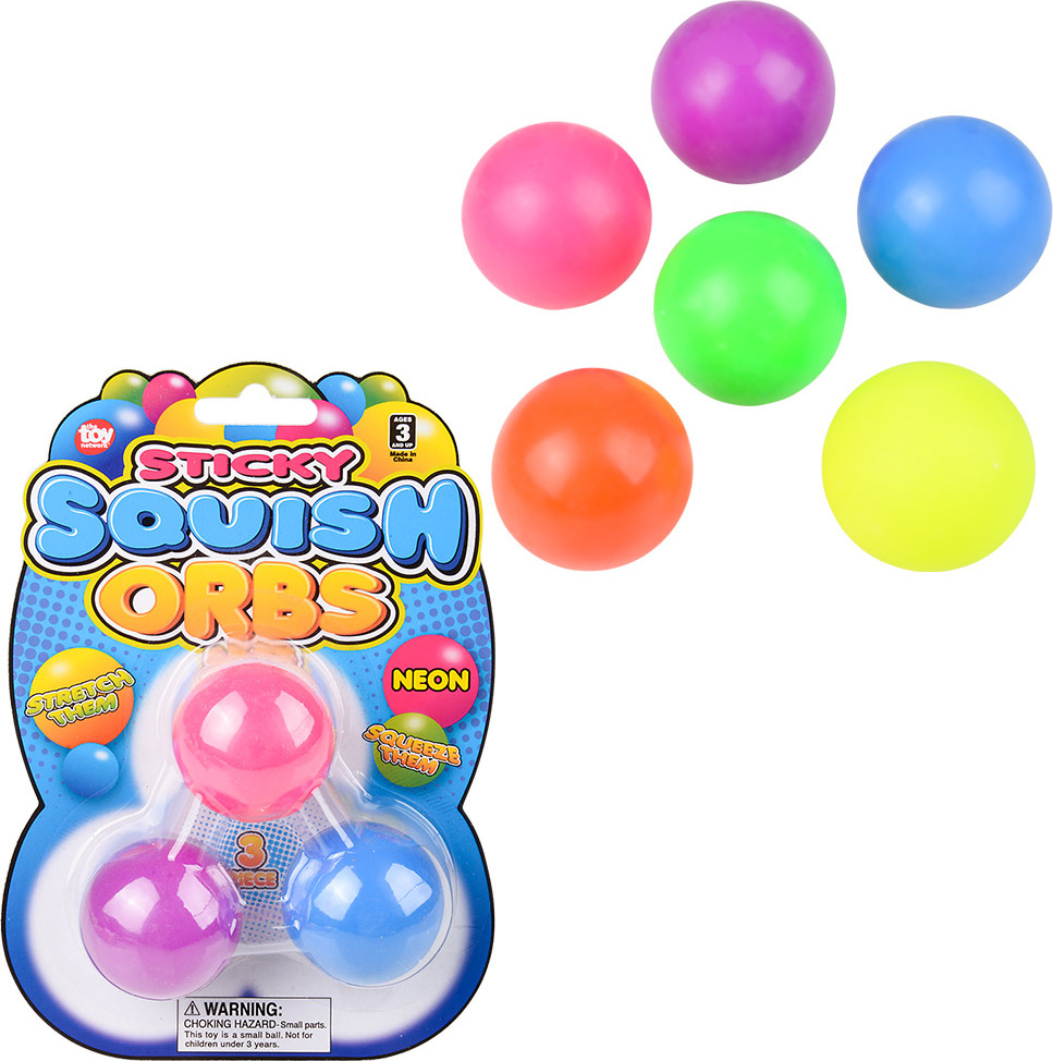 1.6" Squish Sticky Neon Orbs - Three Pack