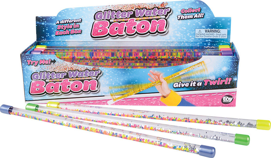 18" Glitter Water Baton With Beads Mr. Mopps' Toy Shop