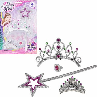 Pretend Play Princess Jeweled Tiara 4pc Set