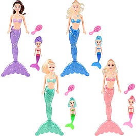 12.5" Mermaid With Mini Mermaid Doll Play Set