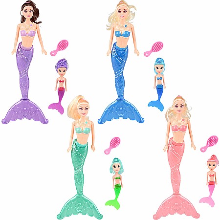 12.5" Mermaid With Mini Mermaid Doll Play Set