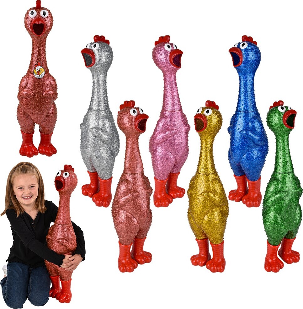 24" Giant Sparkle Rubber Chicken (Assorted colors - Each Sold Separately)