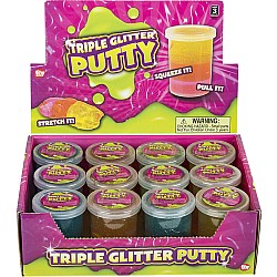 3" Tri Color Glitter Putty