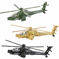 8" Die Cast Pullback Apache Helicopter