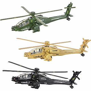 8" Die-cast Pullback Apache Helicopter