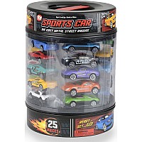 25 PC Die-Cast Car Set In Tire Carrying Tub