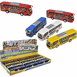 7" Diecast Pull Back Coach Bus (assortment - sold individually)