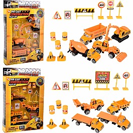 15Pc Diecast Construction Vehicles Play Set