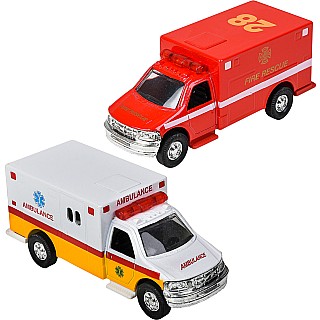 5" Die-cast Pull Back Rescue Ambulance