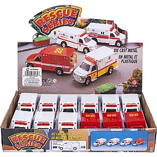 5" Die-cast Pull Back Rescue Ambulance