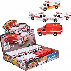 5" Die-cast Pull Back Rescue Ambulance