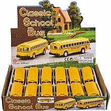 5" Die-cast Pull Back Classic School Bus 12/ Display