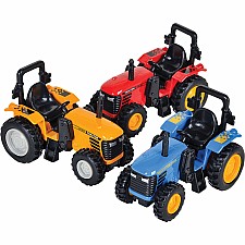 4" Die-cast Pull Back Farm Tractor