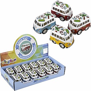 2" Diecast Pull Back VW Mini Flower Power Bus (assortment - sold individually)