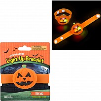 8.5" Light-Up Jack-O-Lantern Snap Bracelet (12Pcs/Unit)