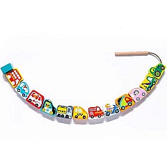 Cubika Wooden Cars Lacing Toy