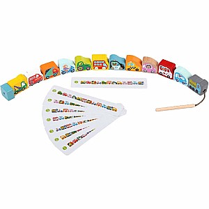 Cubika Wooden Cars Lacing Toy