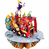 Santoro Pirouette Card: Animal Fire Truck