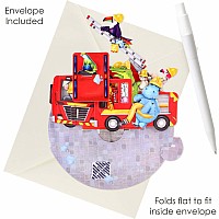 Santoro Pirouette Card: Animal Fire Truck