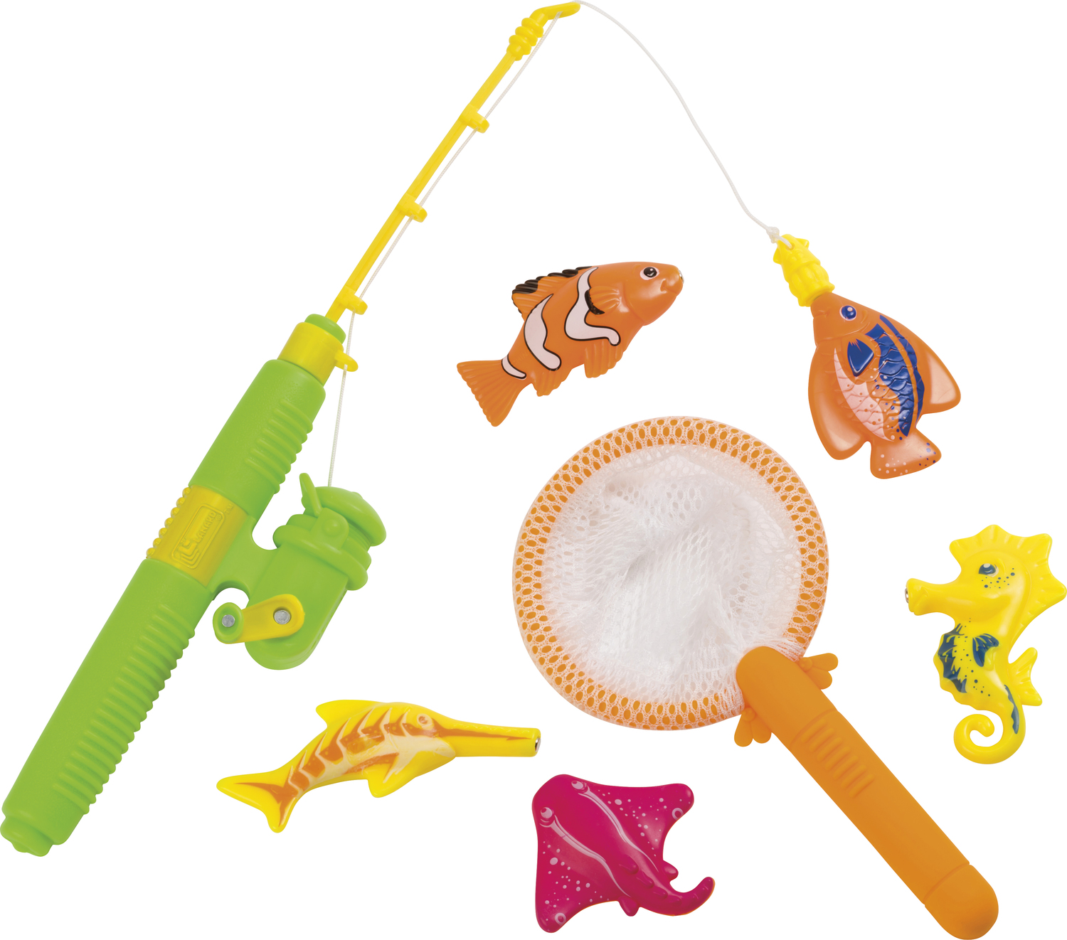 Verbier Magnetic Fishing Set Outdoor Toy Fishing Game with 1 Magnetic Rods  and 4 Fish for Kids 4 Years+ (5 Pieces) (Multicolor)