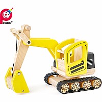 PinToy Excavation Digger - Wooden Construction Vehicle