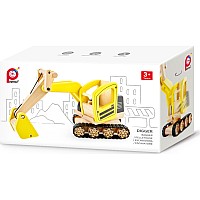 PinToy Excavation Digger - Wooden Construction Vehicle