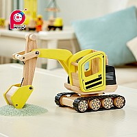 PinToy Excavation Digger - Wooden Construction Vehicle