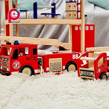 Fire Engine - Wooden City Vehicle (Small Size)