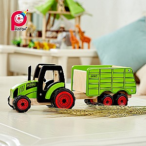 Tractor with trailer - Wooden Farm Vehicle