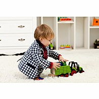 PinToy Tractor with trailer - Wooden Farm Vehicle