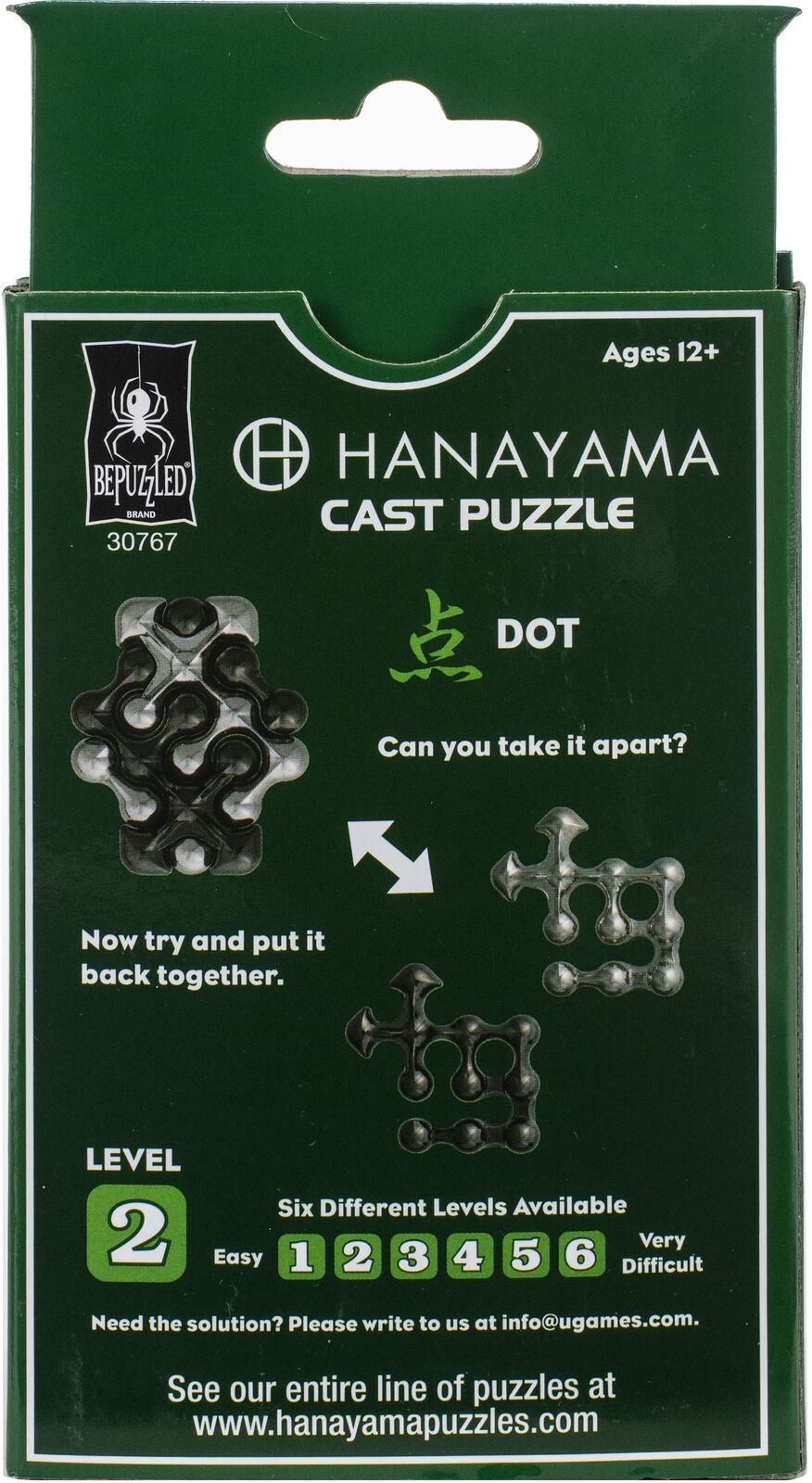 Hanayama Cast Puzzle Series Huzzle CAST DOT Brain Teaser Puzzle Game Level 2 