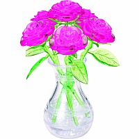 Std. Crystal Puzzle-Roses In A Vase (Pink)
