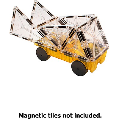 MAGNA-TILES Cars – Green & Yellow 2-Piece Magnetic Construction Set, The ORIGINAL Magnetic Building Brand