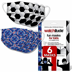 6 Pack Kids Masks  - Soccer + Blue Tye Die