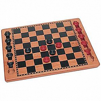 Red and Black Wood Checkers Set
