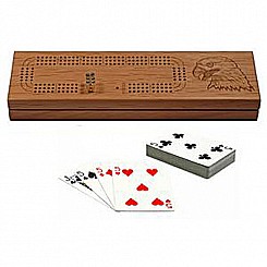 3 Track Solid Wood Cribbage Board With Cards Storage