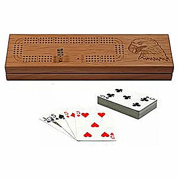 3 Track Solid Wood Cribbage Board With Cards Storage