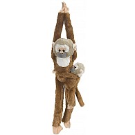 Hanging Squirrel Monkey with Baby Stuffed Animal - 20"