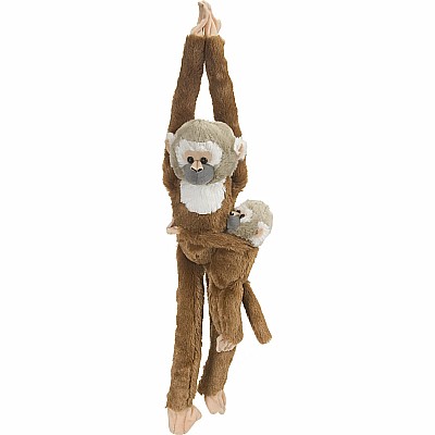 Hanging Squirrel Monkey with Baby Stuffed Animal - 20"