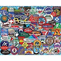 Ski Badges-1000 Piece Puzzle-White Mountain Puzzles 