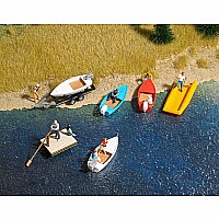 Boat/ Raft Set With Trailer  Kit -- 4 Boats, 1 Raft