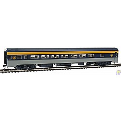 HO Scale - 85' Pullman-Standard 56-Seat Coach - Lighted - Ready To Run - Baltimore & Ohio (blue, gray, yellow)