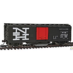 HO Scale - 40' Plug-Door Track Cleaning Boxcar - Ready to Run - New Haven (black, orange; Large NH Logo)