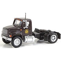 HO Scale - International(R) 4900 Single-Axle Semi Tractor Only - Assembled - United Parcel Service (Bow Tie Shield Logo; brown,