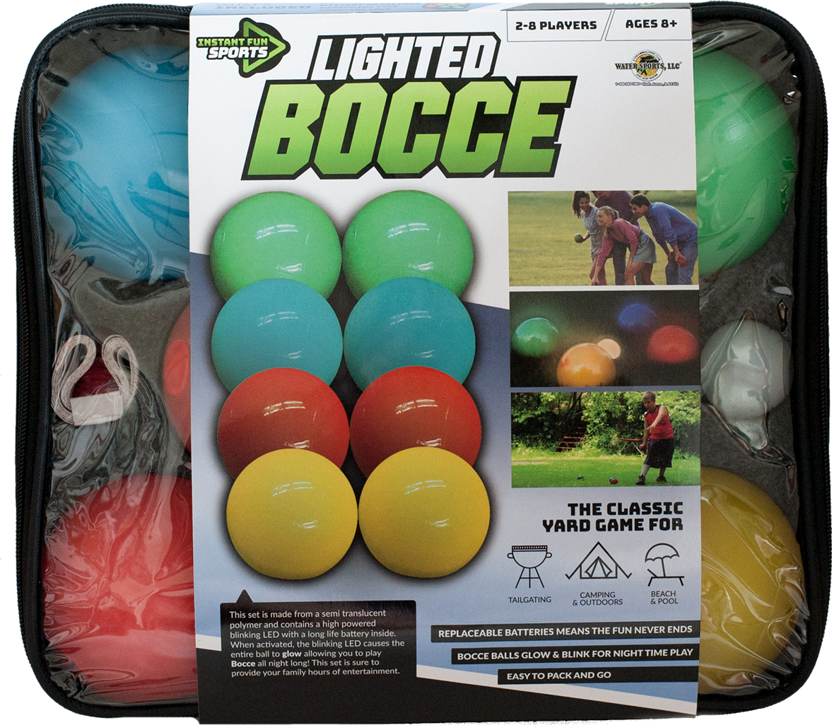 Water Sports Lighted Bocce Ball Set, Outdoor Glow In The Dark Game